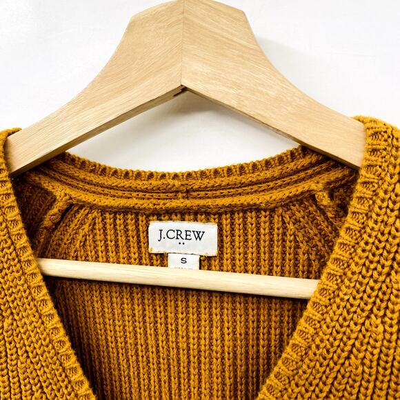 J. crew mustard yellow ribbed knit v neck sweater - Picture 2 of 4